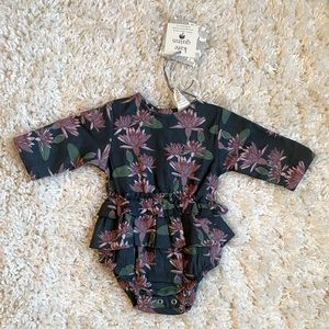 Kate Quinn Long Sleeve Double Ruffle Skirted Bubble | Water Lily | 0-3 mth